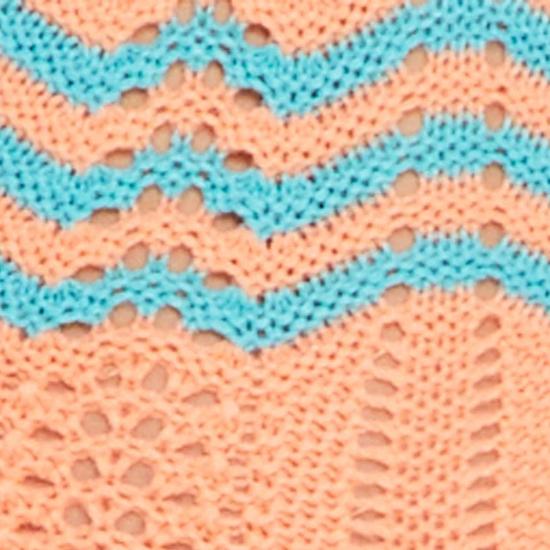 Chevron Stripe Crochet Halter Midi Dress