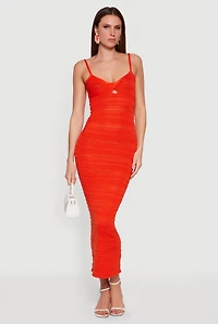 Sleeveless Pointelle Twist Front Maxi Dress