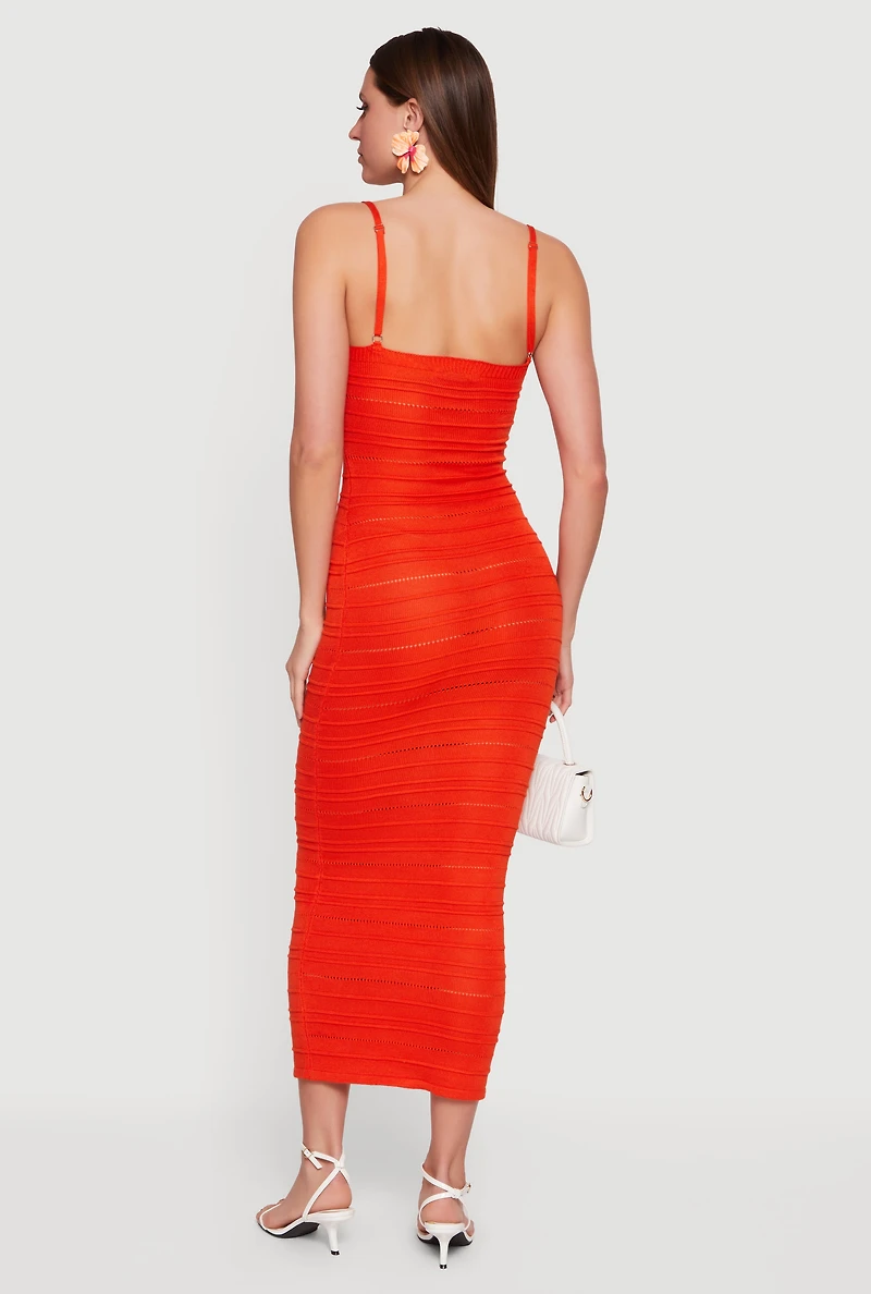 Sleeveless Pointelle Twist Front Maxi Dress