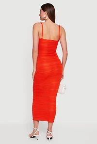 Sleeveless Pointelle Twist Front Maxi Dress