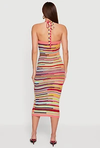 Striped Crochet Halter Maxi Dress