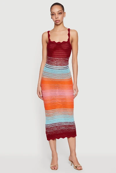 Ombre Crochet Midi Dress