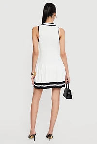 Varsity Stripe Pleated Polo Mini Dress