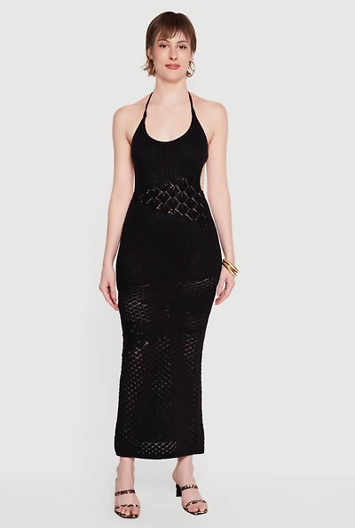 Crochet Tie Back Halter Dress