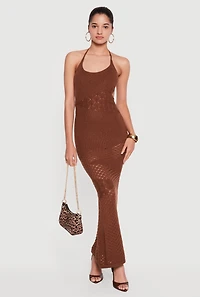 Crochet Tie Back Halter Dress