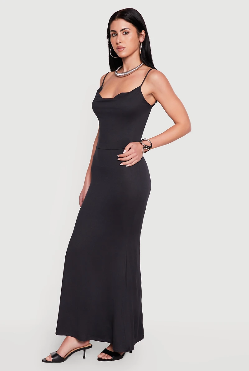 Cowl Neck Open Back Mermaid Dress