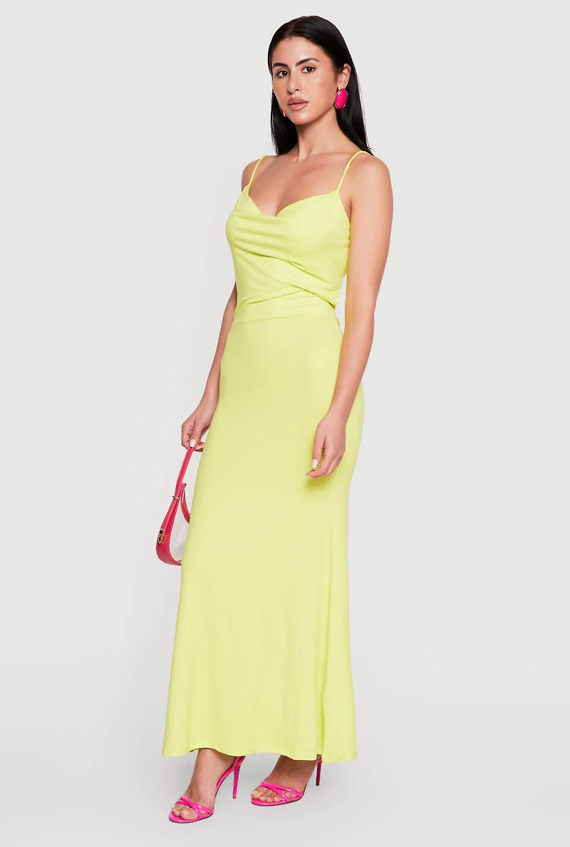 Cowl Neck Open Back Mermaid Dress