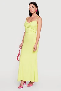 Cowl Neck Open Back Mermaid Dress
