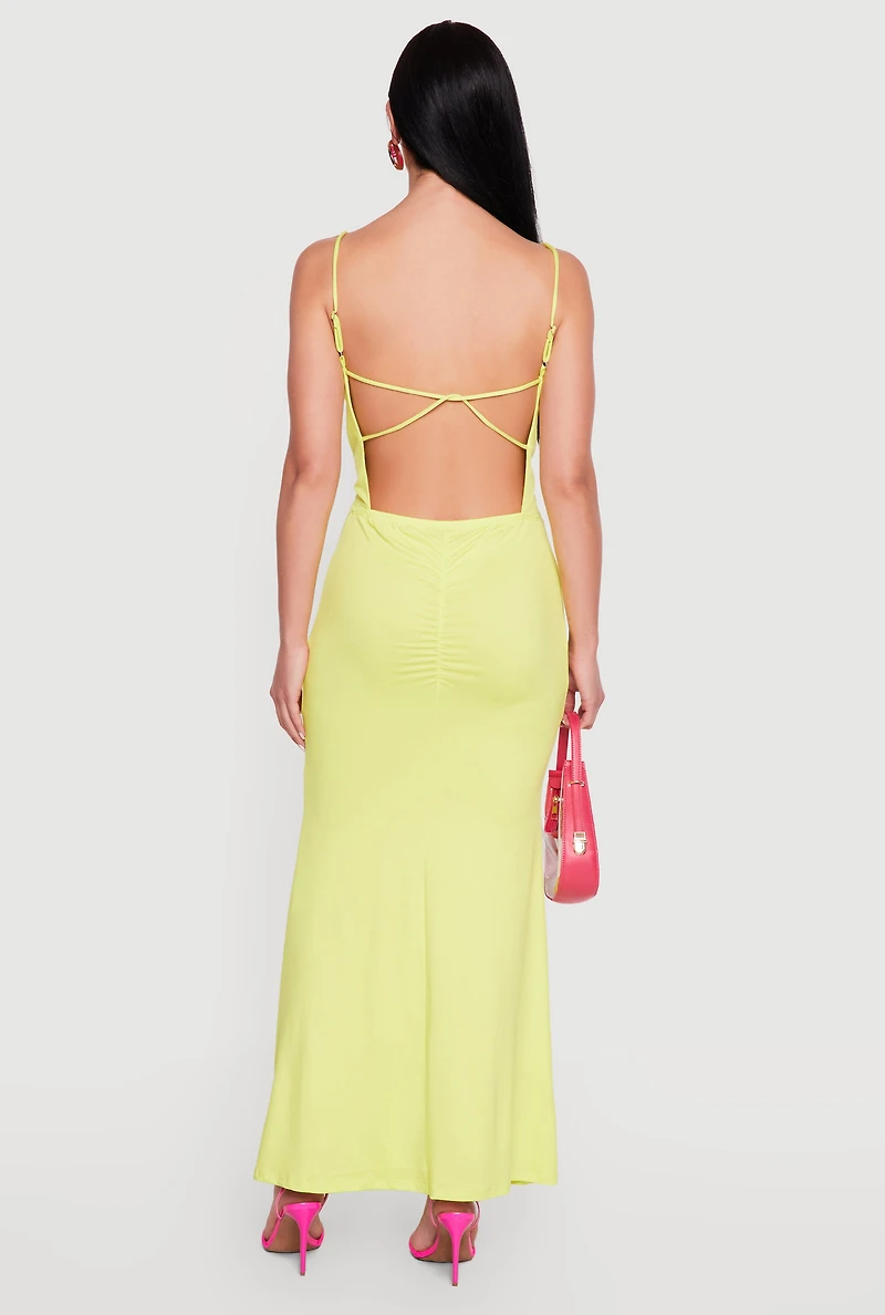 Cowl Neck Open Back Mermaid Dress