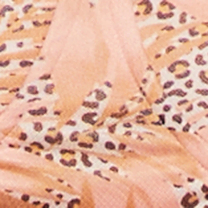 Floral Leopard Print Keyhole Back Cowl Neck Mesh Maxi Dress