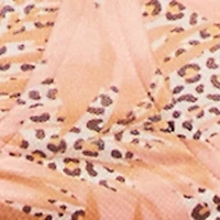 Floral Leopard Print Keyhole Back Cowl Neck Mesh Maxi Dress