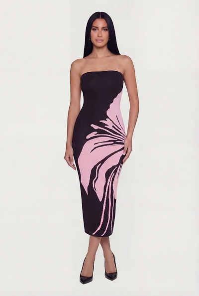 Floral Tube Maxi Sweater Dress