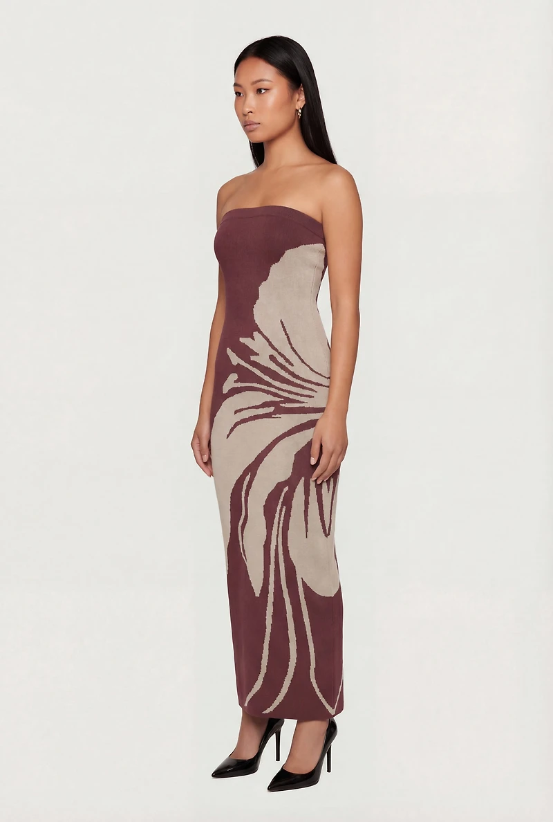 Floral Tube Maxi Sweater Dress