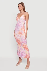 Floral Print Sleeveless Maxi Dress