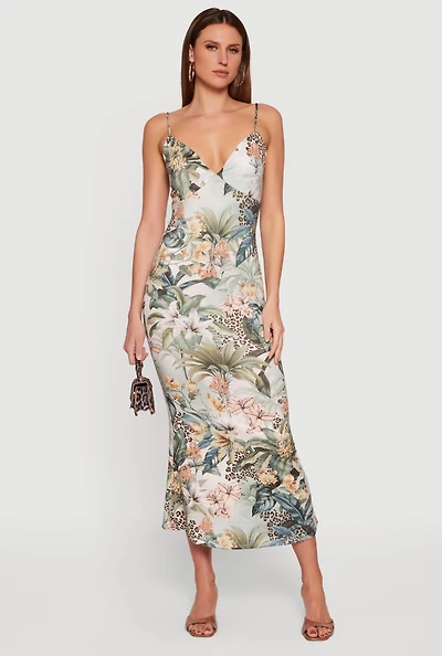 Floral V-Neck Cami Maxi Dress
