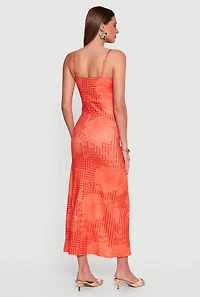 Geometric Floral Bustier Maxi Dress