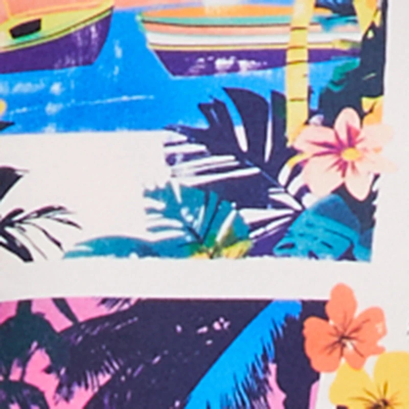 Tropical Print Side Slit Midi Dress