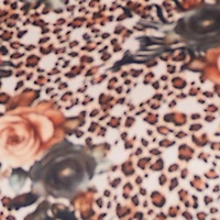 Floral Animal Print Side Slit Cut Out Detail Dress