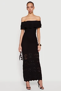 Off The Shoulder Crochet Maxi Dress