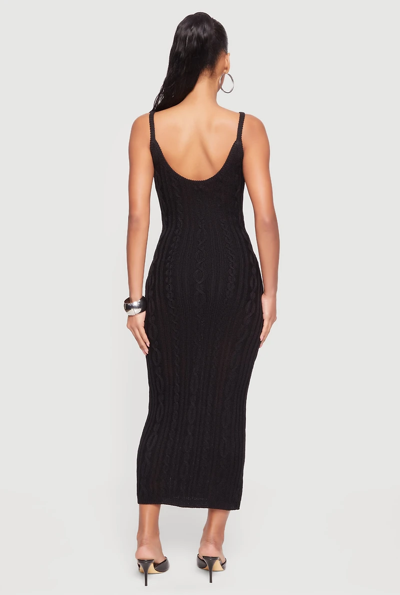 Cable Knit Scoop Neck Cami Maxi Dress