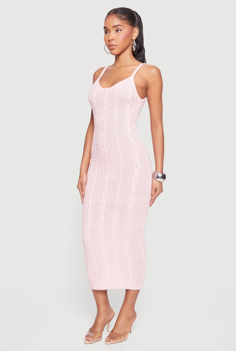 Cable Knit Scoop Neck Cami Maxi Dress