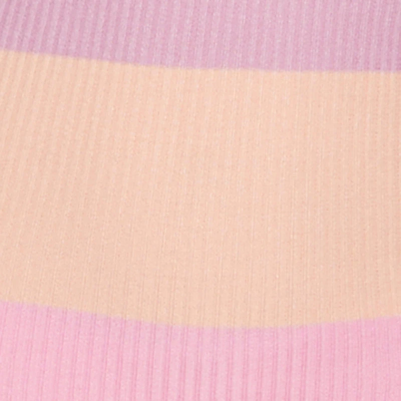 Color Block Rib Knit Mock Neck Sleeveless Midi Dress