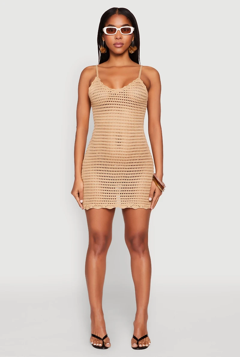 Crochet Scalloped Trim Cami Dress