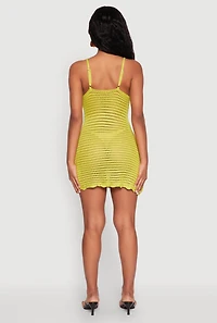 Womens Crochet Scalloped Trim Cami Dress, Green, Size L