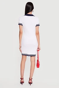 USA Graphic Short Sleeve Polo Sweater Dress