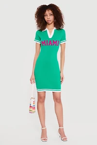 Miami Graphic Polo Sweater Dress