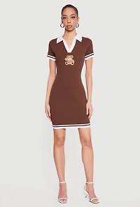 Bear Graphic Polo Sweater Dress