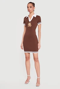 Bear Graphic Polo Sweater Dress