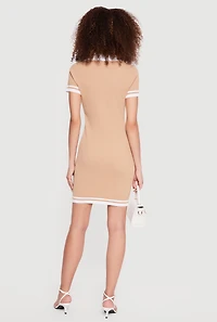 Starfish Patch Short Sleeve Polo Sweater Dress