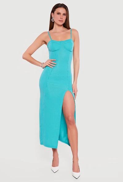Rib Knit Sweetheart Maxi Cami Dress