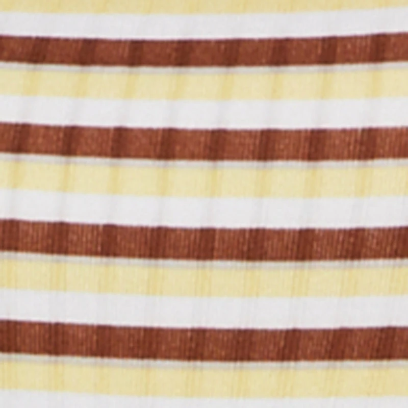 Striped Rib Knit Square Neck Side Slit Maxi Dress