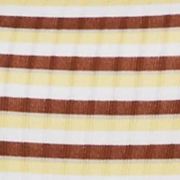 Striped Rib Knit Square Neck Side Slit Maxi Dress