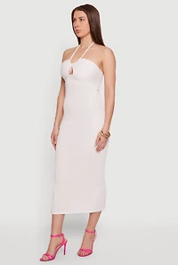 Sleeveless Halter Neck Maxi Dress with Cutout Detail