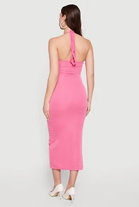 Sleeveless Halter Neck Maxi Dress with Cutout Detail