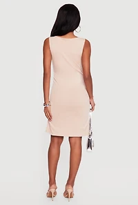 Boat Neck Side Ruched Midi Dress