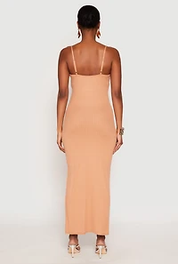 Womens Ribbed Knit Side Slit Maxi Dress,