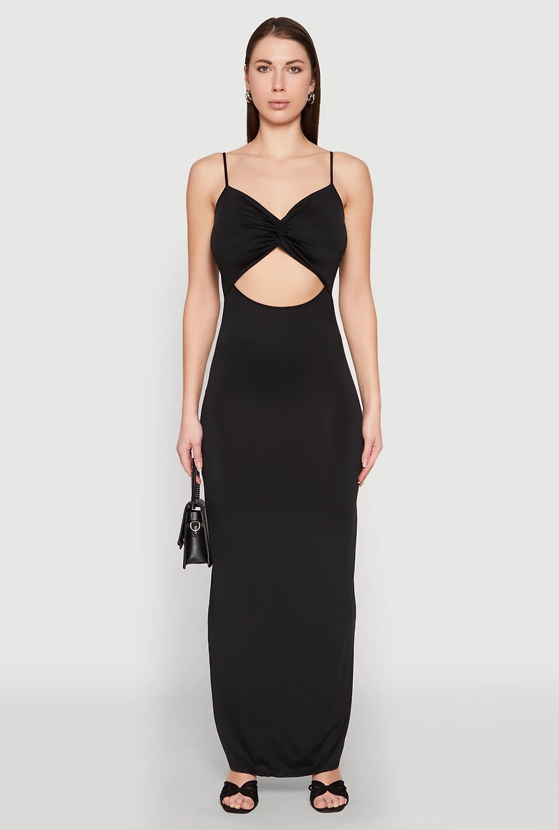 Womens Twist Front Cut Out Maxi Dress,