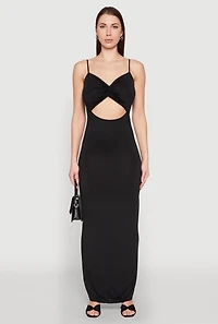 Womens Twist Front Cut Out Maxi Dress,