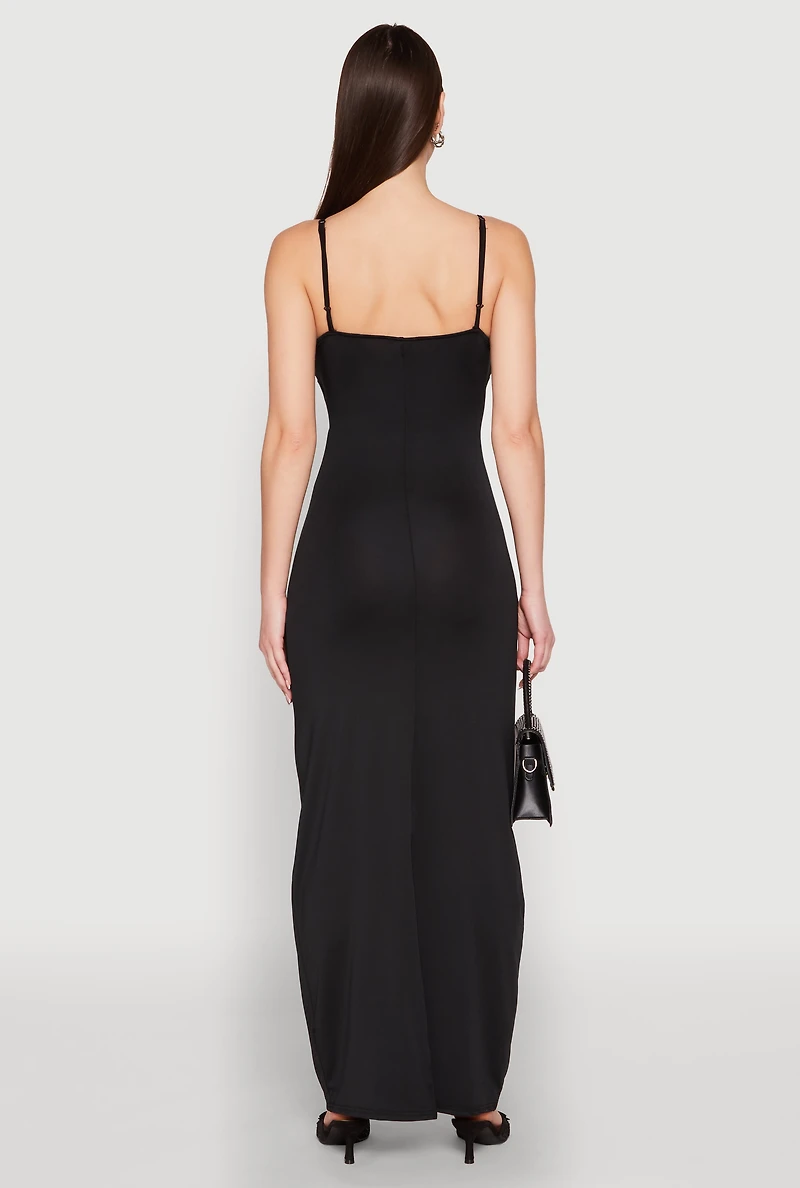 Womens Twist Front Cut Out Maxi Dress,