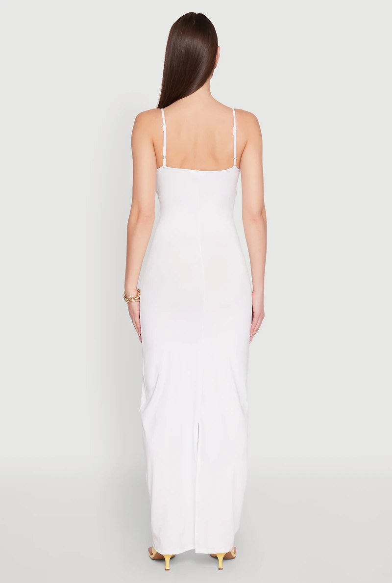 Womens Twist Front Cut Out Maxi Dress, White, Size M
