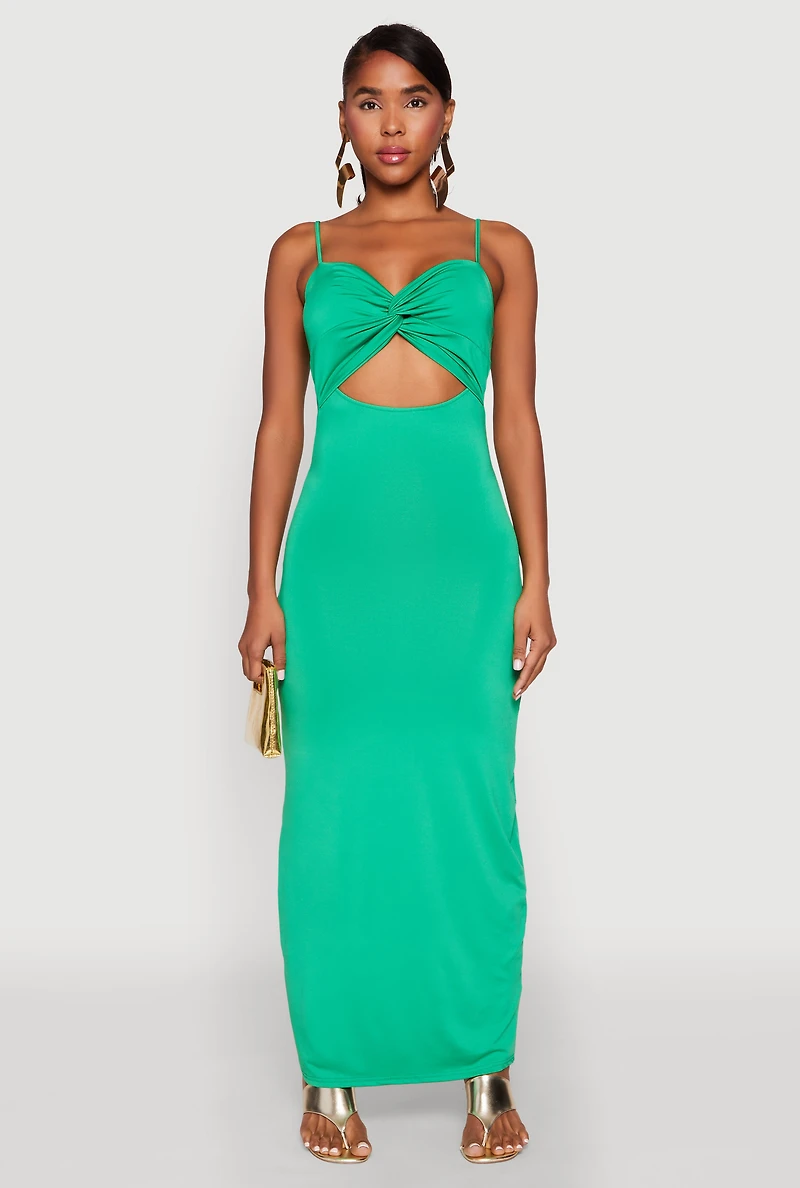 Womens Twist Front Cut Out Maxi Dress,