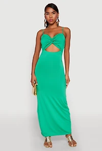 Womens Twist Front Cut Out Maxi Dress,