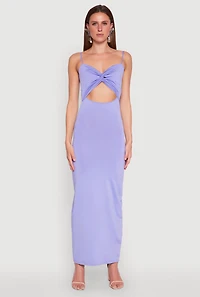 Womens Twist Front Cut Out Maxi Dress, Purple,