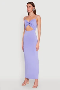 Womens Twist Front Cut Out Maxi Dress, Purple, Size M