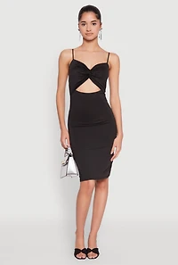 Womens Twist Front Cut Out Dress, Black, Size M