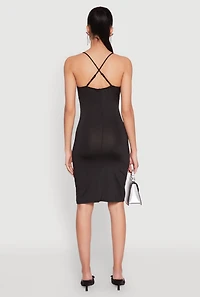 Womens Twist Front Cut Out Dress, Black, Size M